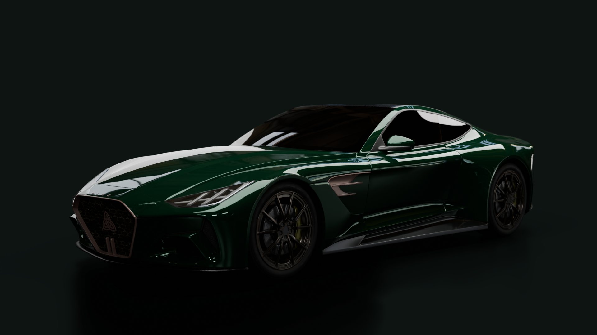 Éire Eden GT, emerald, front three-quarter studio render